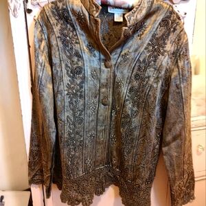 Flashback brocade and jeweled/sequin blazer